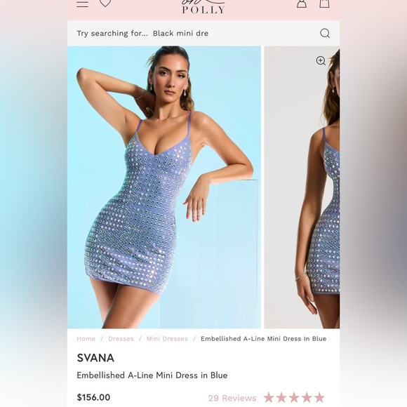 OH POLLY SVANA Embellished A-Line Mini Dress in Blue - Picture 1 of 7